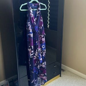 Navy floral long  sleeveless dress